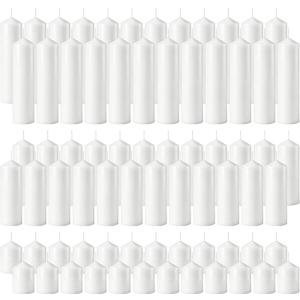 Pillar Candles Bulk Set - Unscented, Smokeless, Dripless | 3 Sizes: 2x3, 2x6, 2x8 Inches | Ideal for Weddings, Christmas & Home Decor (72, White)