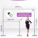 8.5x10 Pipe And Drape Stand Kit, Heavy Duty Backdrop Stand Adjustable, Sturdy Metal Back Drop Decoration Frame with Flat Base for Parties, Flower Wall, Wedding, Event,Trade Shows, Photo Shoot (Silver)