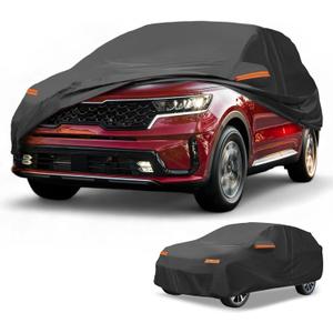 Car Cover Waterproof All Weather Sun Rain Protection Full Exterior Cover for Kia Sorento Black with Left Side Zippers