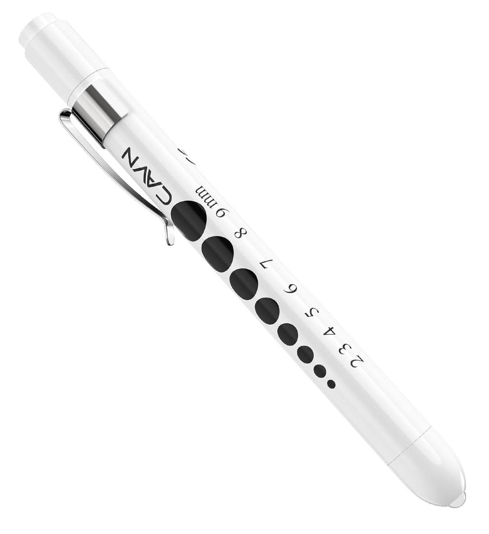 CAVN Pen Light with Pupil Gauge LED Penlight for Nurses Doctors, Reusable Medical Penlight for Nursing Students (White)