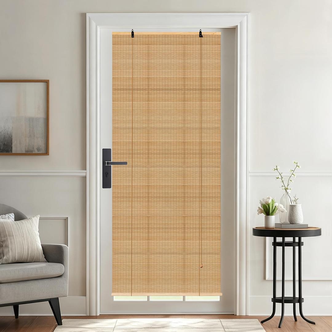 Bamboo Blinds for Interior Windows 36 Wide - Light Filtering Bamboo Roller Shades Natural Roman Shade, 72L Roll Up Blind for Windows, Easy to Install for Door, Patio, Bedroom