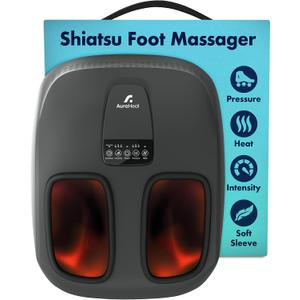 Shiatsu Foot Massager with Heat & Deep Kneading - Relieves Plantar Fasciitis, Neuropathy & Foot Fatigue - Features Adjustable Heat & 3 Compression Setting - Fits Up to Mens Size 14 - HSA/FSA Eligible