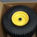 AR-PRO Exact Replacement 15" x 6.00-6" Front Tire and Wheel Assemblies Compatible with John Deere Riding Mowers 100 and D100 Series - 3" Centered Hub and 3/4" Bushings, 4Ply Pneumatic (Set of 2) (Yellow)