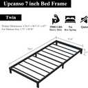 Upcanso 7 Inch Twin Bed Frames No Box Spring Need, Low Profile Metal Platform Twin Size Bed Frame, Heavy Duty Support Bedframes Twin, Easy Assembly