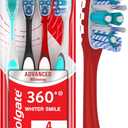 Colgate 360 Advanced Whitening Medium Toothbrush Pack, 4 Adult Medium Toothbrushes with Cheek and Tongue Cleaner, Helps Clean Your Teeth, Tongue, Cheeks, and Gums, 4 Pack