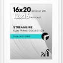 Americanflat 16x20 Picture Frame with Polished Plexiglass - Use as 12x16 Frame with Mat or Display 16x20 Photo Without Mat - Streamline Collection - Thin Border Picture Frames for Wall - White
