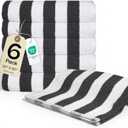 Salt Earth Cotton Striped Beach Cabana Towel, 6 Pack - 30"x60" Quick Dry Towels, Pool Essentials, Travel, Gym & Bathroom Towels, Oversized Beach Vacation EssentialsSteel Grey