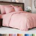 Duvet Cover Queen Size - Extra Soft Queen Size Duvet Cover - Lightweight & Breathable - Easy Care & Fade Free with Zipper Closures & Ties - 90" x 90" Inches - (Baby Pink) Comforter Not Included