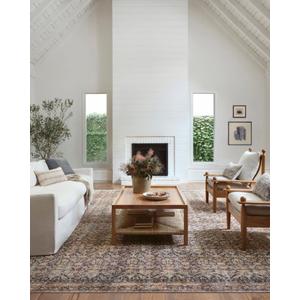 Loloi Amber Lewis Billie Collection, Ink & Salmon 7'-6" x 9'-6" Area Rug  Antique & Distressed Accent Rugs for Living Room, Bedroom, Entryway & Hallway, No Shed High Traffic Area Home Decor Rug