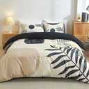 Hilioens Boho Duvet Cover King Black Mid Century Arch Sun Modern Abstract Vintage Boho Bedding Sets for All Seasons, 3 Pieces Home Bedroom Decorations Soft Microfiber