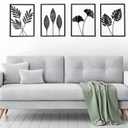 QXSXKJ Black Metal Wall Decor Framed, Minimalist Abstract Black Line Art DCor, 3d Modern Metal Wall Art, 4 Piece Home Art for Living Room Bedroom Bathroom