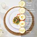 Nervure 100Pieces White with Gold Rim Plastic Plates - 7.5inch Disposable Gold Salad/Dessert Plate - White and Gold Plastic Plates Ideal for Wedding & Party & Mothers Day