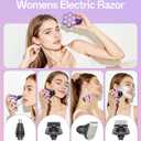 5-in-1 Electric Razors for Women, 7D Magnetic Heads Full Body Shaver, Waterproof Wet Dry Hair Remover with LED Display, Rechargeable Bikini Trimmer for Underarms, Face, Legs, Lips, Arms (Purple)