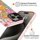 Rosarnnah for iPhone 15 Pro Case Aesthetic Pink, Passion Flower | Compatible with Magsafe 6.1" Phone Case, Cute Funny Pattern Design for Girls Women, Durable Shockproof 6.6ft Drop Protection