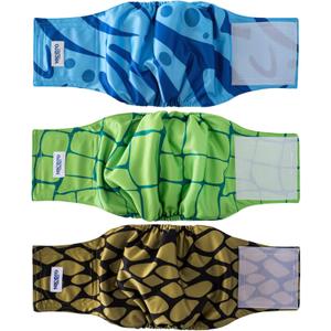 MICOOYO Belly Bands for Male Dogs, 3 Pack Reusable Dog Diapers Male for Puppy Doggie, Washable Male Dog Wraps (L, Rainforest)
