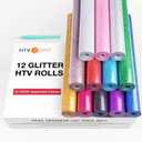 HTVRONT Glitter HTV Heat Transfer Vinyl Bundle 12 Rolls - 10" x 5FT Glitter Iron on Vinyl, Easy to Cut Iron on Vinyl for Cricut & Cameo, Easy to Weed Heat Transfer Vinyl