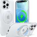 TORRAS Ostand Fitness 360 Rotating Magnetic Stand for iPhone 15 Pro Max Case, [Compatible with MagSafe] [Military-Grade Protection][Enhanced Grip] Slim Case for iPhone 15 Pro Max, Glacier White 6.7"
