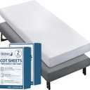 Cot Sheets 31" x 75"(2 Pack), Cot Fitted Sheet Ultra Soft and Breathable Snug Fit for Narrow Twin Mattress/Camp Bunk Beds/RVs Bunk/Guest Beds/Army Cots/Trifold Mattress Grey and White, Cover Only