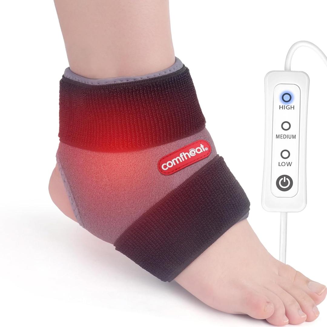 Ankle Heating Pad for Ankle Arthritis Pain Relief, USB Heated Ankle Wrap Heat Therapy for Sprains, Strains, Post-Surgical, with 3 Heat Settings, Auto Shut Off, 1 Pack