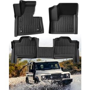 Car Floor Mats for Ineos Grenadier: 2024 2025 All Weather TPE Liners, Custom Fit 1st 2nd Row Rubber Carpet, Heavy Duty Interior Vehicle Automotive Accessories No-Slip Floormats Black 3PCS