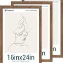 16x24 Poster Frame 3 Pack - Brown Walnut, Natural Solid Wood Picture Frame, Wall Gallery Frame