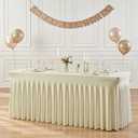 Suppromo 8ft Beige Spandex Tablecloths for Rectangle Tables Wrinkle Free Beige Rectangle Table Cloth Stretch Fitted Table Cover with Skirt for Wedding Birthday Party Banquet Baby Shower Buffet Event,Beige, 96" x 30" (8FT - 1 Pack)