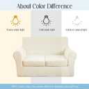 3 Pieces Velvet Loveseat Covers for 2 Cushion Couch Stretch Sofa Covers Washable Dog Couch Cover Embossed Leaf Design Furniture Covers for Sofa (Leaf Ivory, Loveseat)
