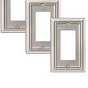 DEWENWILS Decorator Outlet Covers, Satin Nickel Outlet Wall Plates, 4.92" x 3.14" Decorative Switch Plate Cover, Metal Electrical Outlet Cover Plate, 3 Pack