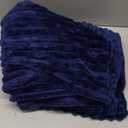 Linecooo Navy Blue Fleece Throw Blanket 50”×60” for Couch Sofa Bed,Super Soft Cozy Plush Microfiber Flannel Blanket with Stripes Design Lightweight for Adults,Woman,Girls