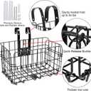 2 Pack Rear Bike Basket Folding Front Bike Basket Rust Proof Wire Mesh Bicycle Basket Mountain Bike Frame Basket Fold-Up Bike Cargo Rack