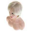 Short Blonde Wigs for White Women Synthetic Side Part Straight Bob Wig Halloween Party Cosplay Hair with Cap