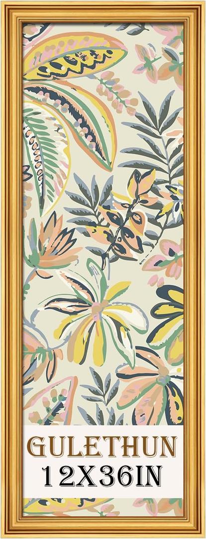 GULETHUN 12x36 Frame, Transitional Modern Design Picture Frames, 12 by 36 Rustic Poster Frame for Home Decor, Gold Vintage Photo Frame, Horizontal or Vertical Display, Choose Size & Color
