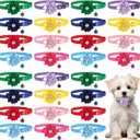 100 Pcs Dog Collars Flowers - Floral Puppy Collars with Bells, Adjustable Flower Rhinestone Pet Collars, Soft Breathable Pet Bowties, Bulk Accessories for Small and Medium Pets