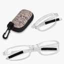 OPTOFENDY Folding Reading Glasses for Women Men, Compact Anti-slip Readers, Portable Blue Light Glasses with Zipper Case