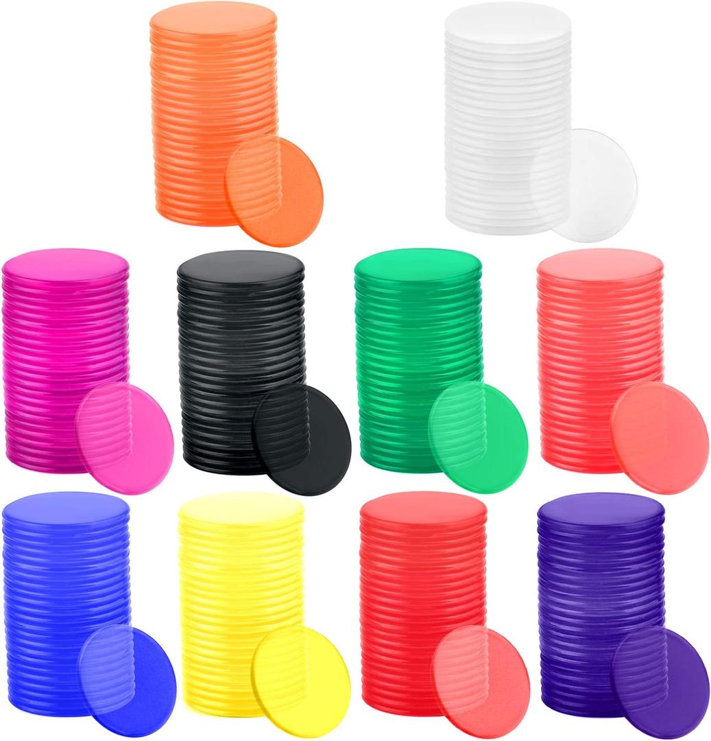 Coopay 300 Pieces 10 Colors Plastic Learning Counters Disks Bingo Chip Counting Discs Markers for Math Practice and Poker Chips Game Tokens,1Inch (Style 1)