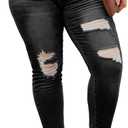 LALAGEN Women 2026 Plus Size Skinny Jeans Stretchy High Waisted Ankle Jean Destroyed Ripped Denim Pants 1X-5X (Black)