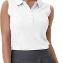 BUBBLELIME Sleeveless Polo Women's UPF 50+ Sun Protection Athletic Tennis Golf Shirts Quick Dry Outdoor Sports (Large, Polo Neck_white)