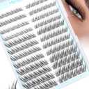 Fox Eye Lash Clusters J-Curly Individuals Eyelash Extension Wet Look Fairy Lash Spikes Cat Eye Lash Extensions Pre-Mapped Natural Eyelash Clusters 144 Pcs 10-15MM Wispy Cluster Lashs