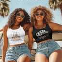 Flafens Crop Tops for Women Summer Tank Tops - Cute Ribbed U Neck Graphic Sleeveless T Shirts Yoga Gym Short Tanktops (White, S)