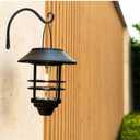 LOOGI Hanging Plant Bracket, Wall Hook Plant Hanger Decorative Hooks for Indoor Planter Lantern, Outdoor Bird Feeder Wind Chime, 2 Pack Black (8 Inch C)