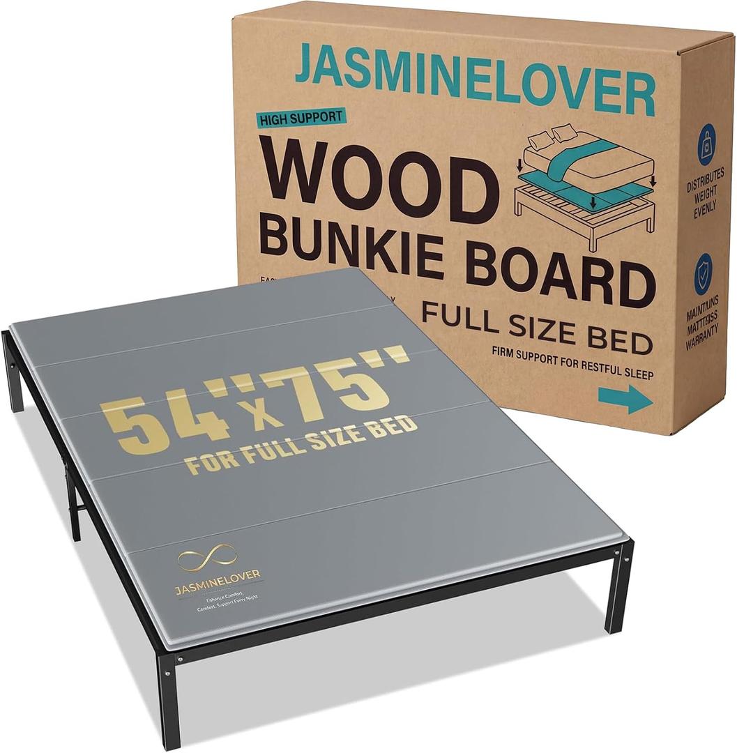 Bunkie Board Full Size 54"x75" Bed Boards for Under Mattress - Heavy Duty Reinforced Wood Support Board with Anti-Sag Design, Fits Metal Frames/Platform Beds/Sleeper Sofas