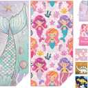 Eunzel 2 Pack Microfiber Kids Beach Towel, Quick Dry Towels for Girls & Boys Sand Free Travel Towel for Beach, Camping, Swim Pool 60"x30"Mermaid Tail& Mermaid