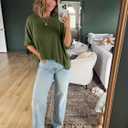 Tankaneo Womens Oversized T-Shirts Cropped Summer Casual Short Sleeve Loose Fit Tee Tops (Green, M)