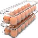 Utopia Home Egg Container With Lid and Handle for Refrigerator Organization- Pack of 2 - Clear Stackable Egg Holder for Kitchen or Pantry Organizers and Storage