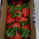 CLESDF 40Pcs Fake Plastic Strawberries, Artificial Lifelike Fruit Red Strawberries with Green Stem and Leaf for Home Kitchen Party Decor Photography Prop