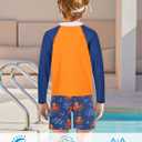 Boys Long Sleeve Rash Guard Swimsuit Kids 2-Pieces Bathing Suits Set (10-12 Years, Orange Blue)