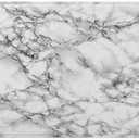 Sovvin White and Black Marble Print Bath Mat, Non-Slip Microfiber Rug, Soft Absorbent Kitchen Door Mat for Bathroom,Bedroom, 20x31.5 Inches