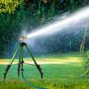 Tripod Sprinklers for Yard,Nalupatio Impact Sprinkler on Tripod Base,Heavy Duty Brass Sprinklers,360 Degree Large Area Irrigation,3/4 Inch Connector Sprinkler with Legs Flip Locks for Lawn/Yard,1 Pack