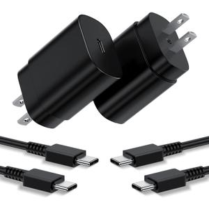 Type C Charger, 2 Pack 25W PD USB C Wall Charger Super Fast Charging Block & 3ft Android Phone Charger Cable for Samsung Galaxy S23 S22 S21 S20 Plus Ultra, Note 20 10 9 8/ S10 S9 S8 Pixel 6 5 4 Pro XL, Black