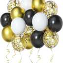 6 x Black and Gold Balloons 50 Pieces-12 Inch Black Gold White Balloons For Birthday Decorations for Men Black and Gold Party Decorations Graduation